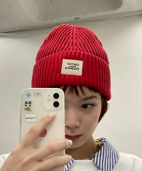 common gull products. ニットキャップ フリー レッド レディース