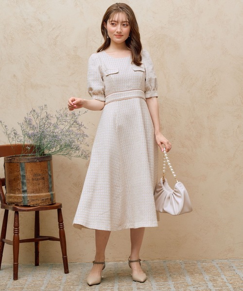 「NOELA」 半袖ワンピース S ベージュ レディース_画像7