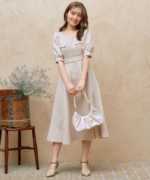 「NOELA」 半袖ワンピース S ベージュ レディース_画像9