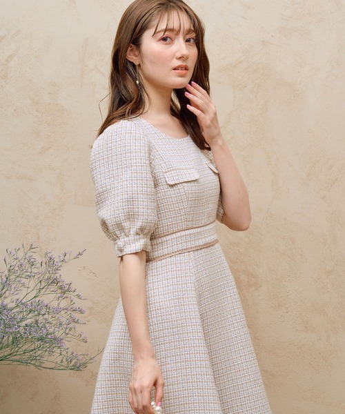「NOELA」 半袖ワンピース S ベージュ レディース_画像10