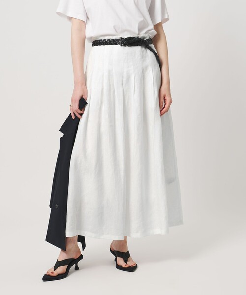 【未使用品】INSCRIRE ロングスカート リネン混 ホワイト 36 日本製 UNITED ARROWS（ユナイテッドアローズ） ロング スカート リネン