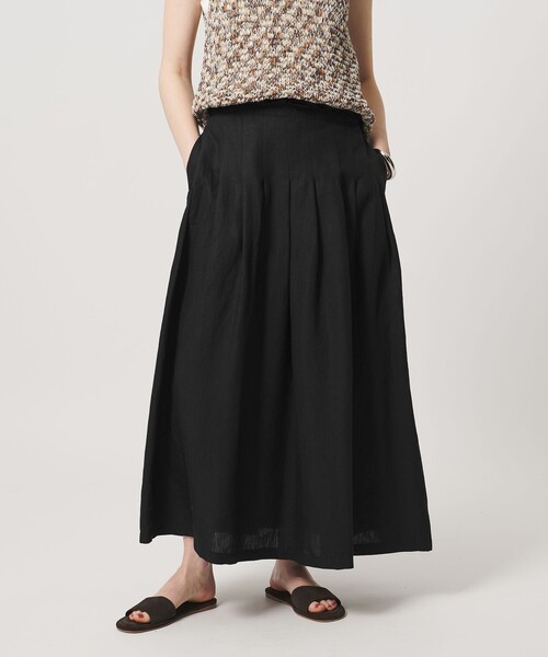 美品 ユナイテッドアローズ TOKYO 2,3万 リネン混フレアスカート 37 UNITED ARROWS（ユナイテッドアローズ） ロング スカート リネン