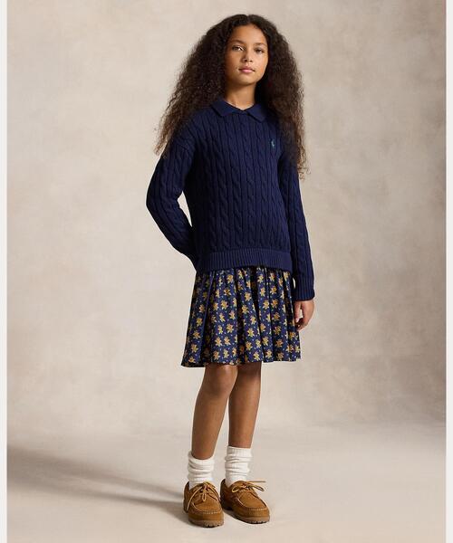 Polo Ralph Lauren ケーブルニットVネックワンピース　キッズ Polo Ralph Lauren Childrenswear ラルフローレン ワンピース ケーブル