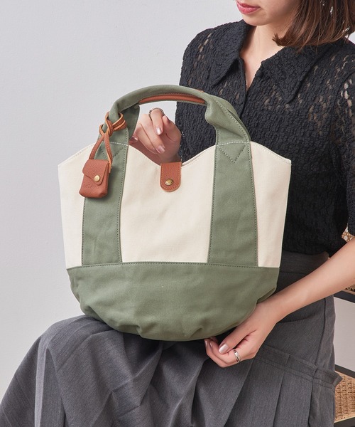 toleur トートバッグ 「toleur」コンビキャンバス/カウレザー ラウンド