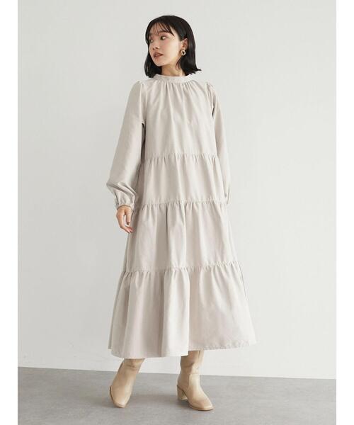 極美品Rene ワンピースコート ティアードフリル 撥水加工 ストレッチ  