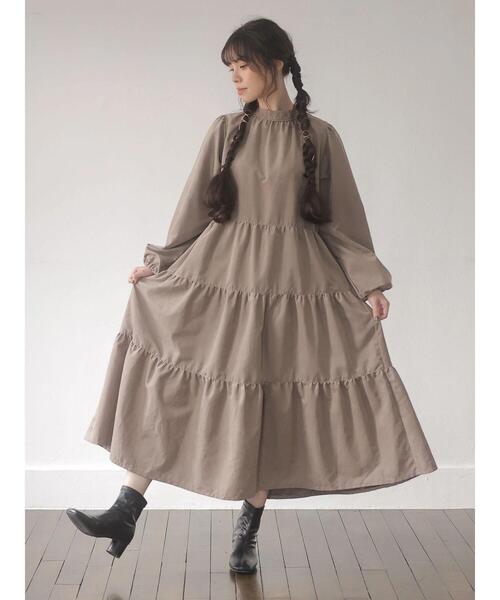 極美品Rene ワンピースコート ティアードフリル 撥水加工 ストレッチ  