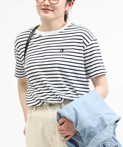 tシャツ 「WEB限定」Champion ボーダー Tシャツ レディース Champion チャンピオン ボーダーTシャツ(ネイビー): 通常