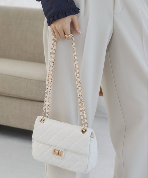 ANGIE ショルダーバッグ バッグ キルティングチェーンバッグ