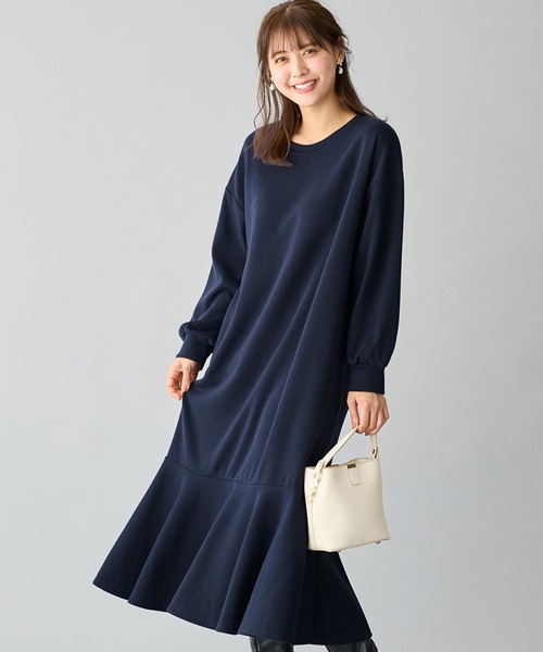 膝丈ワンピース　リアルファー rienda | フェイクファーレディーニットワンピース (ワンピース(ロング