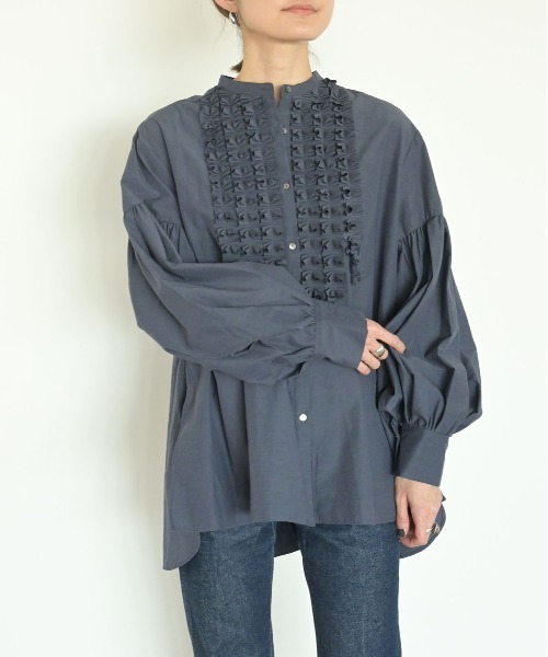 tシャツ modern tuck frill washer blouse レディース