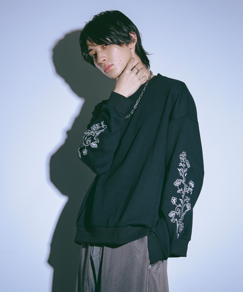 Ellno Loset トレーナー スウェット 袖刺繍ヘビーウェイトスウェット 