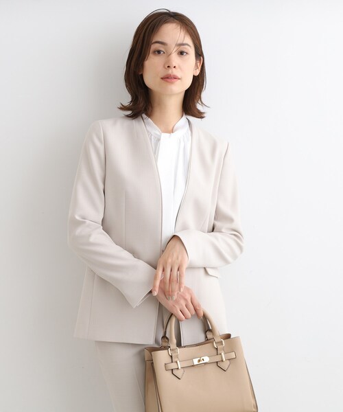 【美品】INDIVI ノーカラー ストレッチ 洗える セットアップスーツ SET UP｜INDIVI（インディヴィ）の公式通販 | ジャケット(単品