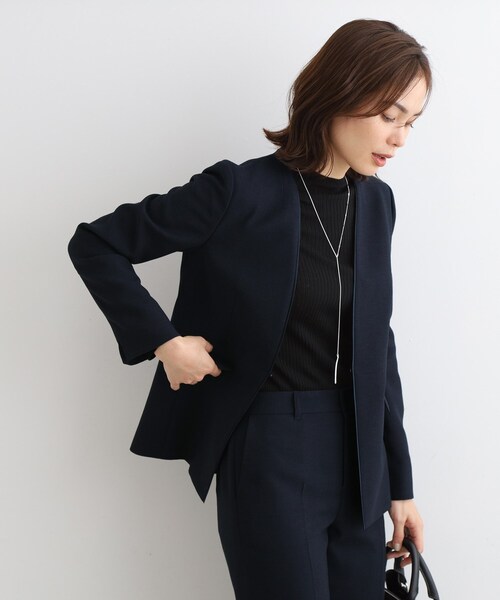 INDIVI スーツ 「洗える／SETUP可能」ノーカラージャケット