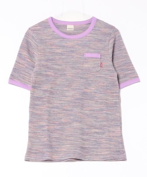 DOUBLE NAME tシャツ MIXワッフル 5分袖リンガーTEE