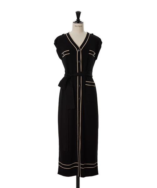 ワンピース Herlipto Leonie Two-Tone Dress M Her lip to ワンピース Two-Tone Belted Long Cardigan : ZOZOTOWN