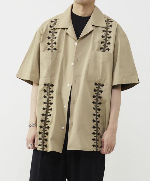 ブラウス シャツ STAR PATTERN EMBROIDERED CUBAN SHIRT レディース メンズ