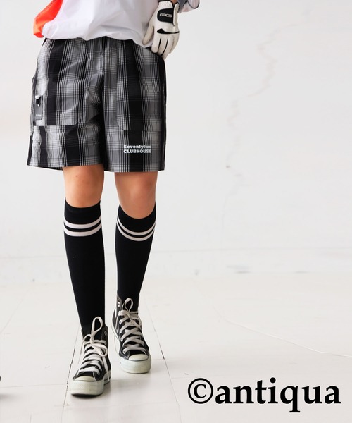 antiqua パンツ 「STCH」チェックハーフパンツ レディース