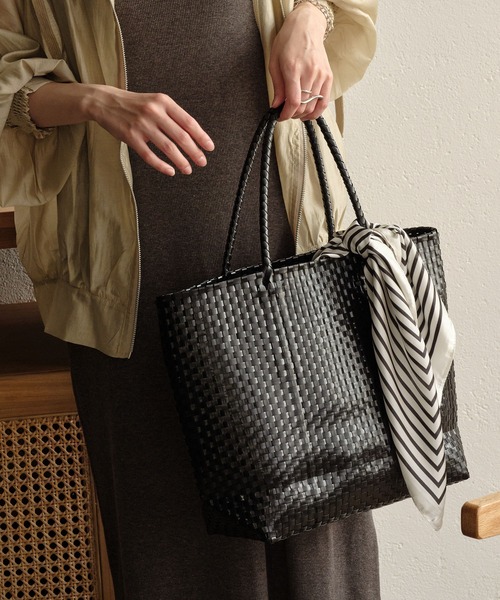 メルカドバッグ　黒　Lサイズ　カゴバッグ ZAKKA-BOX ショルダーバッグ バッグ メルカドバッグL レディース