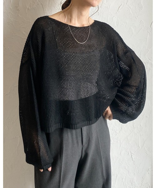 ニット セーター GRADATION SHEER KNIT レディース gradation sheer knit /グラデーションシアーショートニット