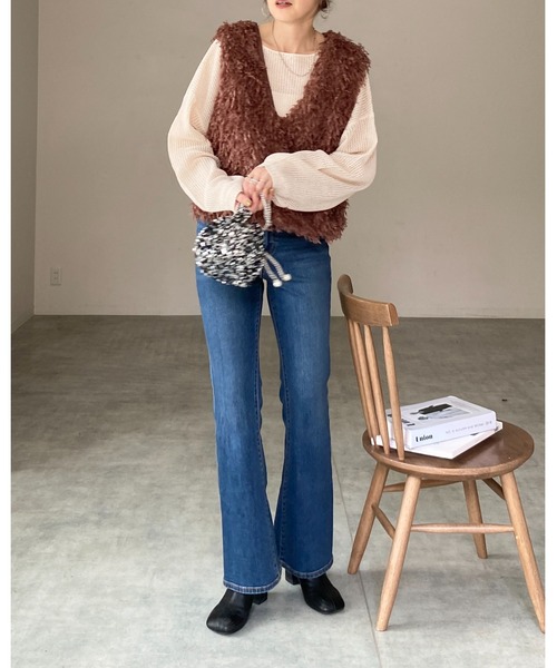 ニット セーター MIDIUMISOLID for Ladies シアーワッシャーショートプルオーバー レディース MIDIUMISOLID for Ladies シアーワッシャーショートプルオーバー