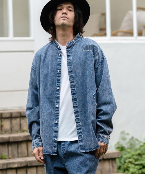 CAMBIO（カンビオ） シャツ ms5734-Chemical Wash Denim Distressed