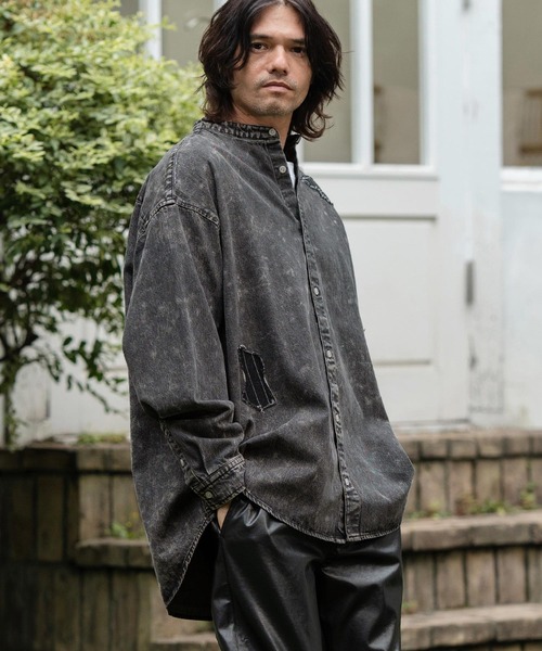 CAMBIO（カンビオ） シャツ ms5734-Chemical Wash Denim Distressed