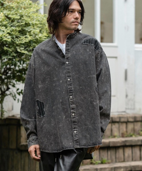 CAMBIO（カンビオ） シャツ ms5734-Chemical Wash Denim Distressed