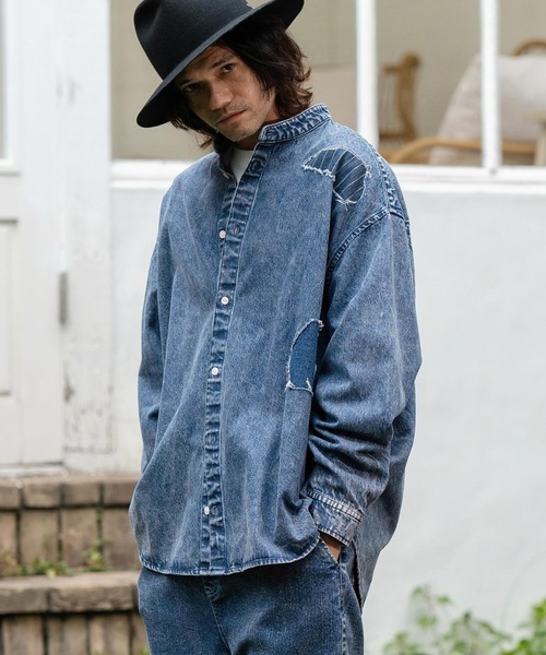 CAMBIO（カンビオ） シャツ ms5734-Chemical Wash Denim Distressed