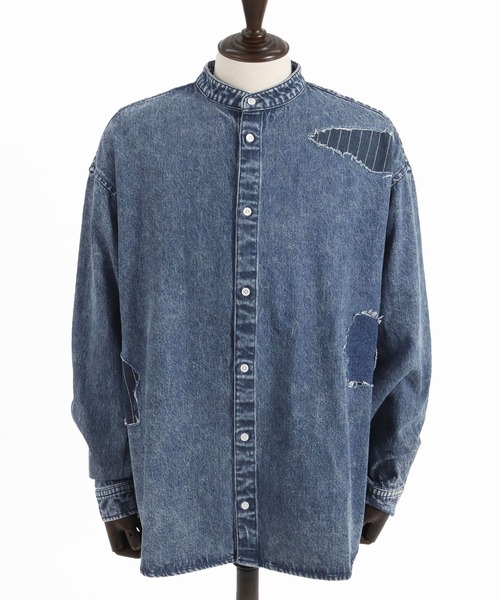 CAMBIO（カンビオ） シャツ ms5734-Chemical Wash Denim Distressed