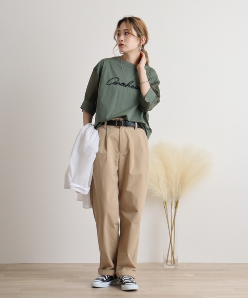 tシャツ Anna Nicola コード刺繍ロゴ　袖シアープルオーバー レディース Anna Nicola tシャツ コード刺繍ロゴ 袖シアープルオーバー