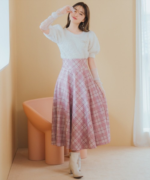 新品　ウィルセレクション　バイヤス　チェック　サーキュラー　スカートニット WILLSELECTION（ウィルセレクション） スカート バイヤスチェック