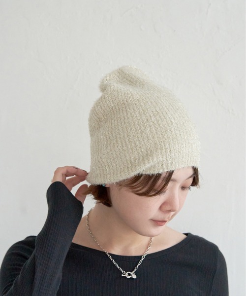 notch. ニット帽 ニットキャップ ラメニットビーニー レディース