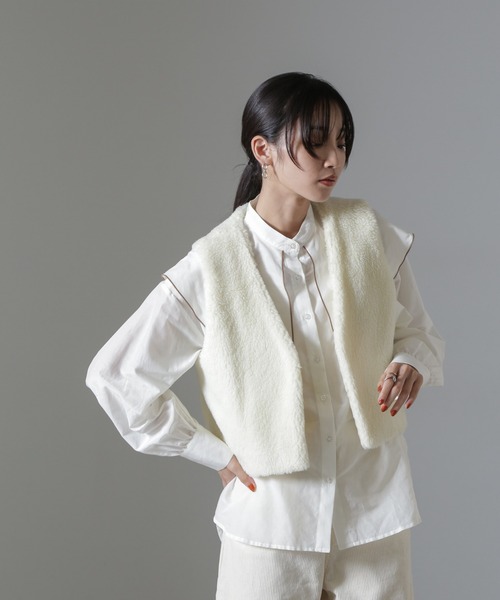 NANO universe（ナノ・ユニバース） ベスト ジレ ライトボアクロップド