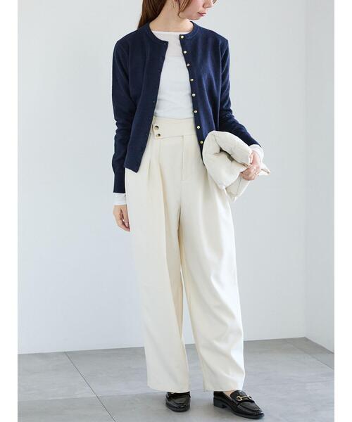 Te chichi パンツ アシンメトリーベルトタックワイドパンツ