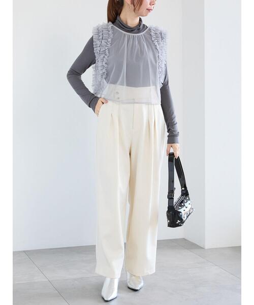 conteアシンメトリー タック ワイドパンツ WHITE 38 conteアシンメトリー タック ワイドパンツ WHITE 38