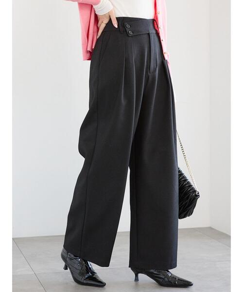 Te chichi パンツ アシンメトリーベルトタックワイドパンツ