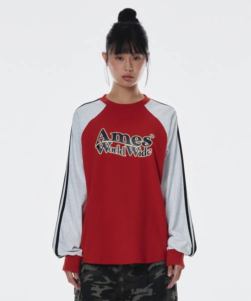 tシャツ A'GEM/9 × .kom 「AMESWORLDWIDE/アメスワールドワイド」 LINETAPE RAGLAN LONGSLEEVE T AMESーWORLDWIDE tシャツ A'GEM/9 × .kom 「AMESWORLDWIDE