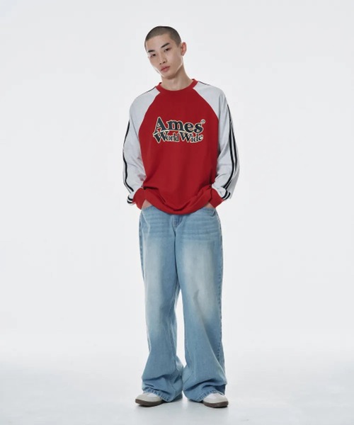 tシャツ A'GEM/9 × .kom 「AMESWORLDWIDE/アメスワールドワイド」 LINETAPE RAGLAN LONGSLEEVE T A'GEM/9 × .kom 『AMESWORLDWIDE/アメスワールドワイド