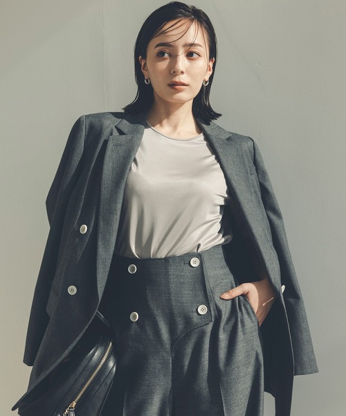 anuans tシャツ グロッシーカットトップス レディース