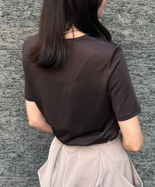 anuans tシャツ グロッシーカットトップス レディース