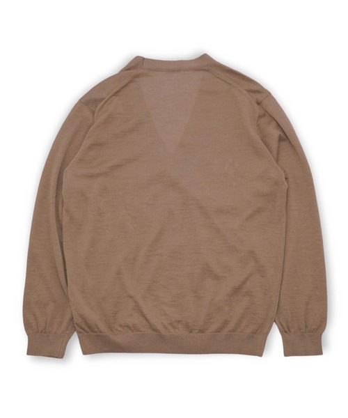 25年モデル ATON RAMIE WOOL Vネックニットカーディガン 02 ATON - Ramie Cashimere V-Neck Knit Cardigan -ニット-（Green