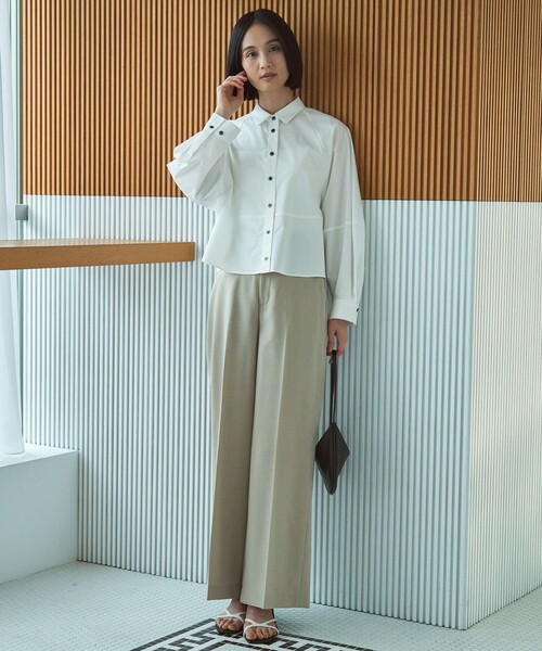 ブラウス シャツ 「抗菌防臭/洗える」コットンブロード フォルムシャツ レディース UNFILO ブラウス シャツ 「抗菌防臭/洗える」コットンブロード