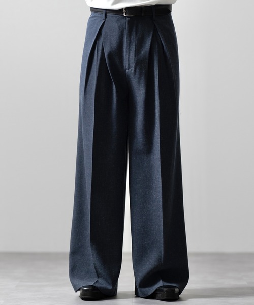 CLEL(クレイル) スラックス 「CLEL」Linen Blend 3D Tuck Slacks CLEL(クレイル) スラックス 「CLEL」Linen Blend 3D Tuck Slacks