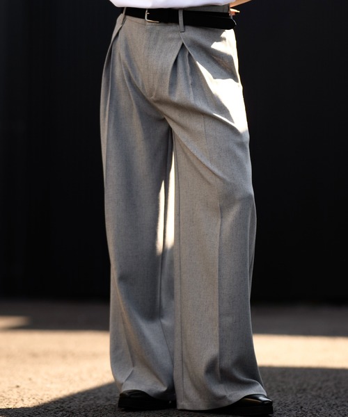 【CLEL】リネンブレンド 3Dタックスラックス ブラックXS CLEL】Linen Blend 3D Tuck Slacks/リネンブレンド 3Dタック
