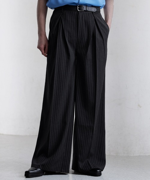 CLEL（クレイル） スラックス 「CLEL」Linen Blend 3D Tuck Slacks