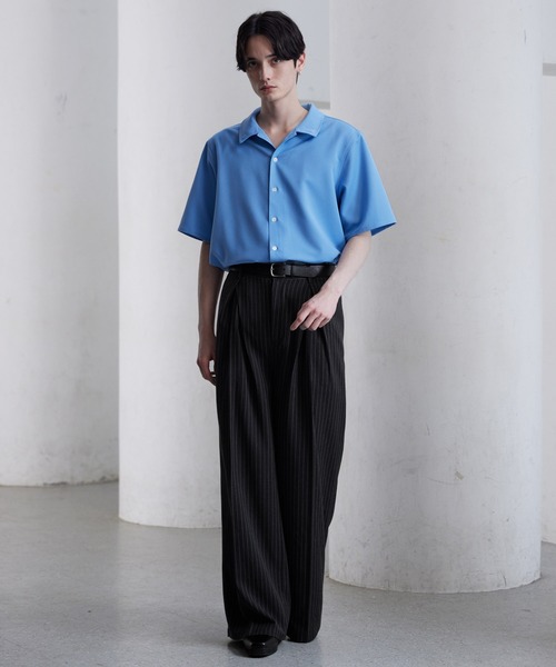 【CLEL】リネンブレンド セットアップ　ブラック　S セール】【CLEL】Linen Blend 3D Tuck Slacks/リネンブレンド 3Dタック