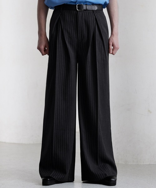 CLEL（クレイル） スラックス 「CLEL」Linen Blend 3D Tuck Slacks