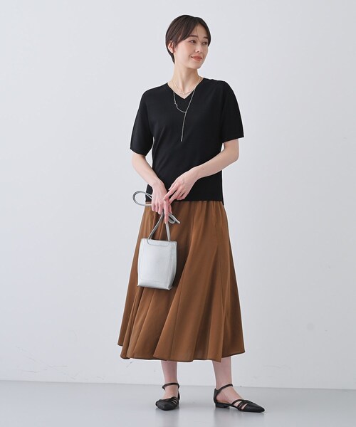 ニット セーター 「洗える／清涼感」レーヨンストレッチ 安心丈の半袖ニット レディース INDIVI ニット セーター 「洗える／清涼感」レーヨンストレッチ