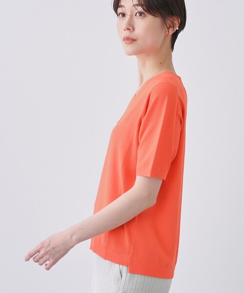 INDIVI ニット セーター 「洗える／清涼感」レーヨンストレッチ