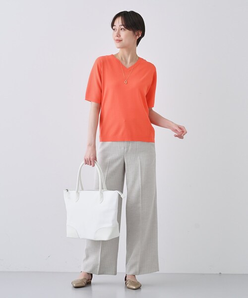 INDIVI ニット セーター 「洗える／清涼感」レーヨンストレッチ